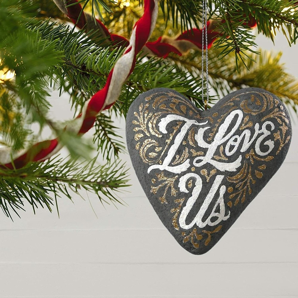 Hallmark Keepsake Christmas Ornament I Love Us Heart Concrete with Gold Accents
